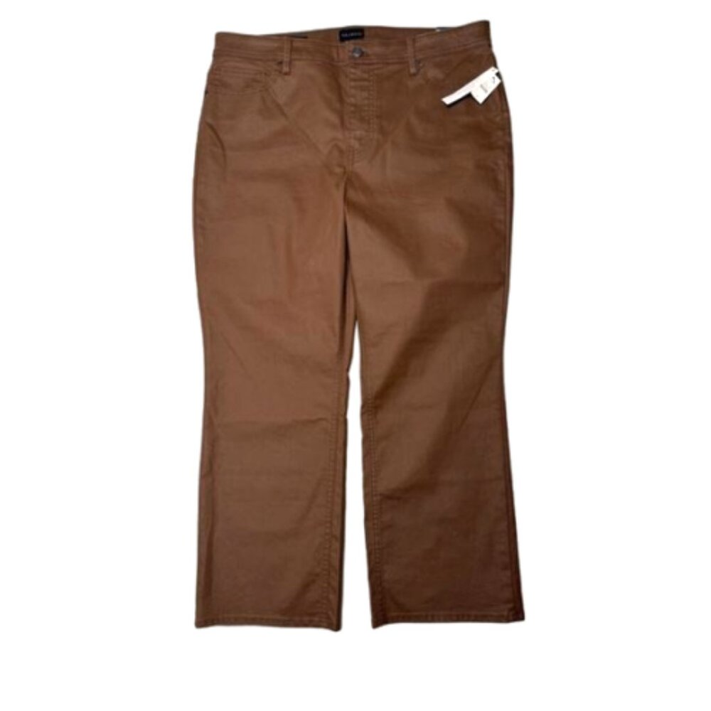 NWT Talbots Brown Demi Boot Crop High Waist Coated Jean Size 16 #1973